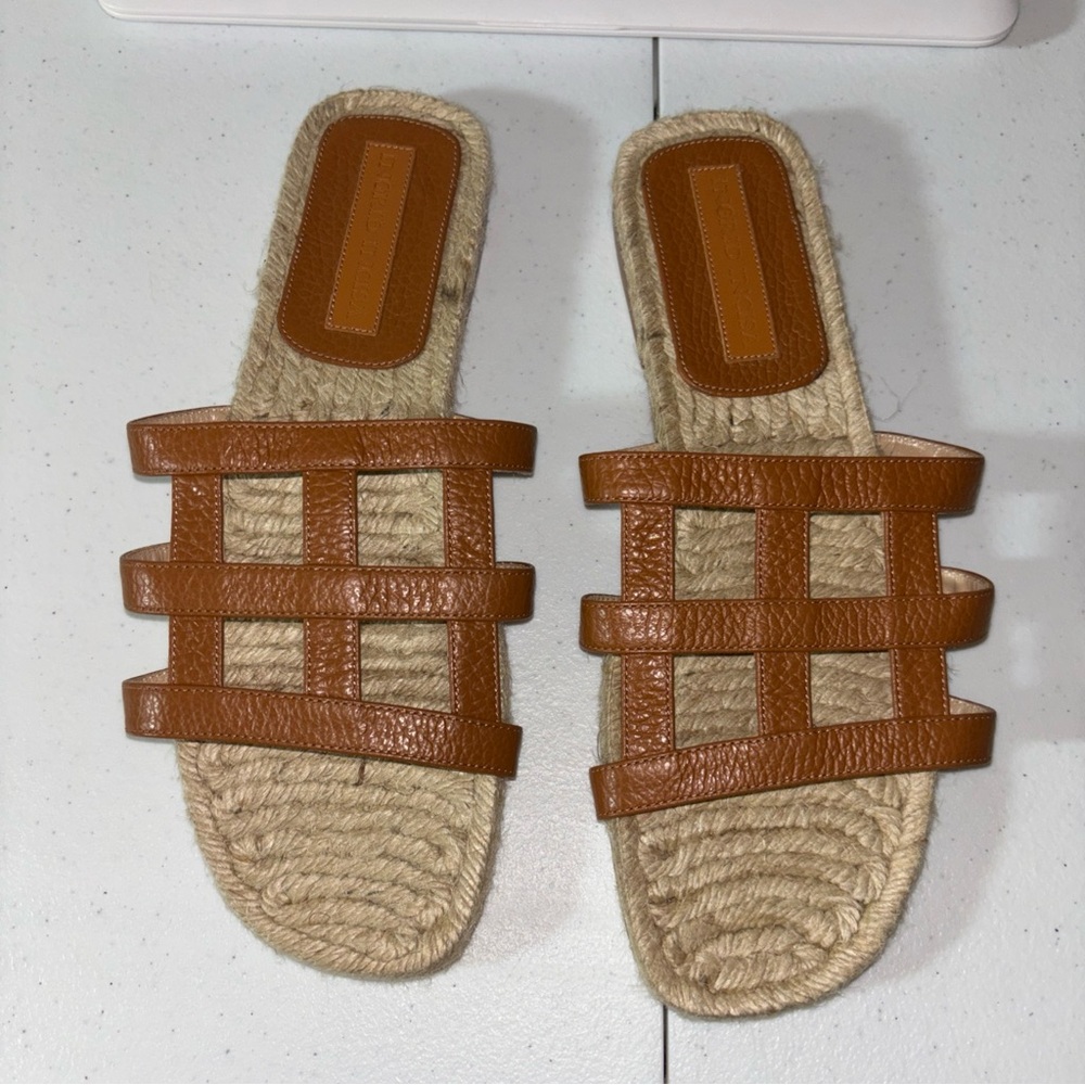 Brown Leather Slide Sandals